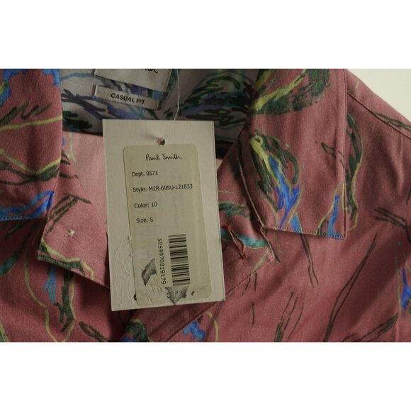 New Paul Smith Men's Small Short Sleeve Floral Lyocell Jersey Camp Collar Shirt - Picture 6 of 9